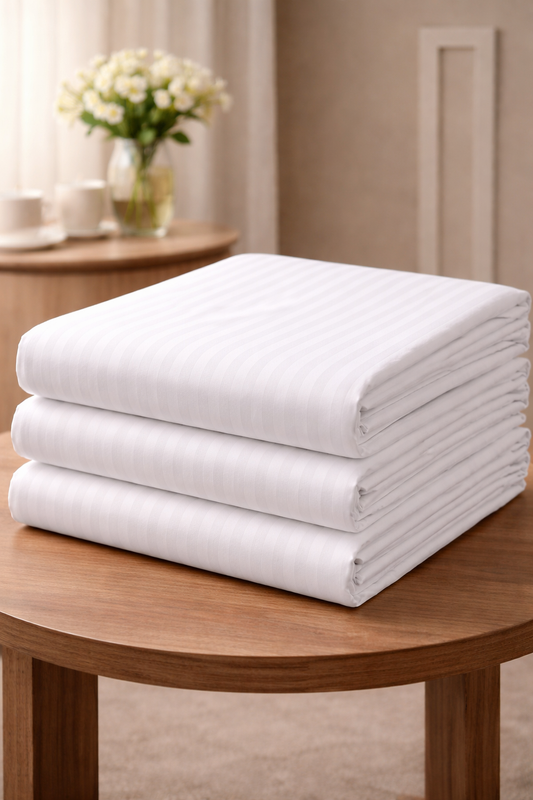 Luxury Stripe Cotton Bedsheet – Crisp, Breathable & Skin-Friendly Comfort
