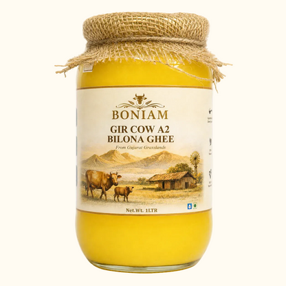 BONIAM A2 Bilona Gir Cow Ghee | Traditionally Handcrafted | Glass Jar