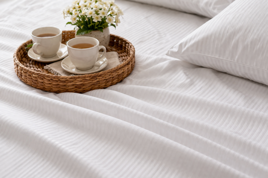 Luxury Stripe Cotton Bedsheet – Crisp, Breathable & Skin-Friendly Comfort